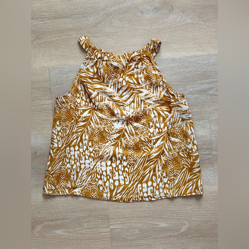 NWOT NEW Christian Siriano Sleeveless Floral Tropical Top 100% Linen, Size XS-S - Picture 3 of 4
